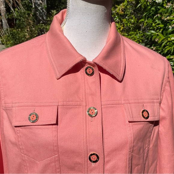 St John Sz S Flamingo 🦩 Pink dress Jacket SJ logo buttons day evening couture - Picture 2 of 7